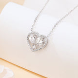 925 Sterling Silver Eternal Love Moissanite Heart Pendant Necklace With Twin Gems And Sparkling Accents
