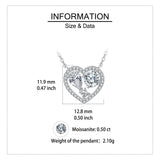 925 Sterling Silver Eternal Love Moissanite Heart Pendant Necklace With Twin Gems And Sparkling Accents