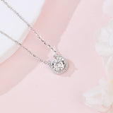 925 Sterling Silver Elegant Moissanite Halo Pendant Necklace In Plated with White Gold