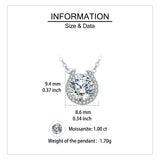 925 Sterling Silver Elegant Moissanite Halo Pendant Necklace In Plated with White Gold