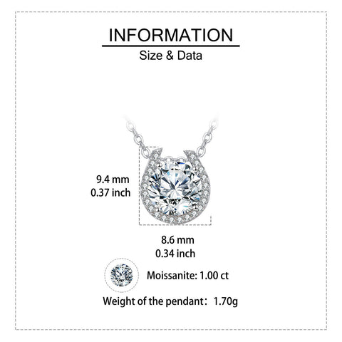 925 Sterling Silver Elegant Moissanite Halo Pendant Necklace In Plated with White Gold