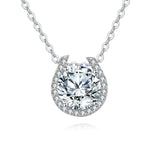 925 Sterling Silver Elegant Moissanite Halo Pendant Necklace In Plated with White Gold
