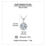 925 Sterling Silver Elegant Moissanite Halo Pendant Necklace: Timeless Luxury In Precious Metals