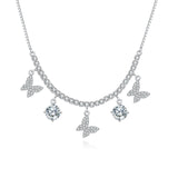 925 Sterling Silver Elegant Moissanite Butterfly Necklace Sparkling With Grace And Luxury