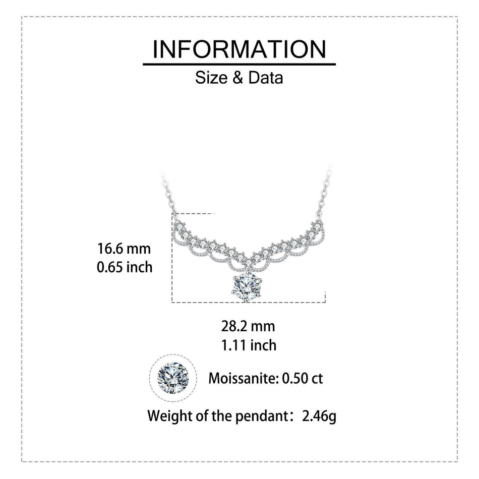 925 Sterling Silver elegant Moissanite Necklace With Sophisticated Central Stone Design