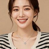 925 Sterling Silver Elegant Moissanite Flower Pendant Necklace In Sterling Silver Chain