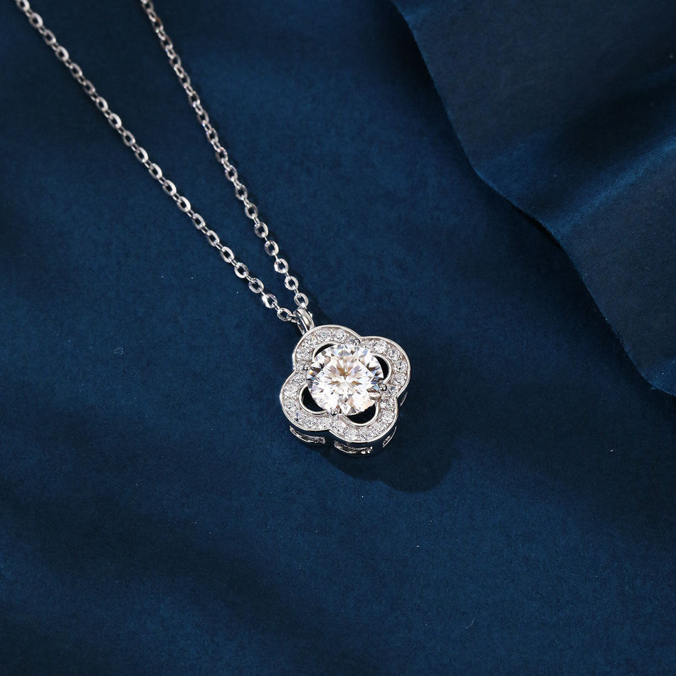 925 Sterling Silver Elegant Floral Moissanite Pendant Necklace: Timeless Elegance In Precious Metals