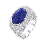 Sterling Silver Oval Turquoise Lapis Lazuli Malachite Engagement Ring for Women