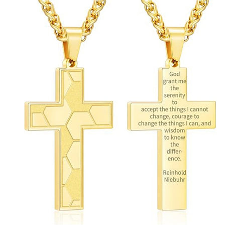 14K Gold Plated Bible Verse Soccer Cross Pendant Necklace for Men