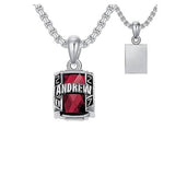 Sterling Silver Rectangle 2025 Graduation Necklace Personalized Text and Birthstone  Class Pendant Necklace
