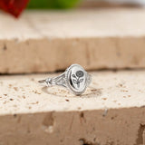 925 Sterling Silver Birth Flower Ring Vintage Flower Signet Ring Mother's Day Gift