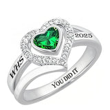 Sterling Silver Personalized Text Birthstone Class Ring Gift for Her