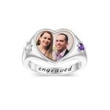 10K 14K 18K Gold Heart Personalized Photo&Engraved Ring