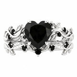 Sterling Silver 10K  14K  18K Gold 1CT-4CT Black Onyx Engagement Ring Gothic Wedding Promise Ring