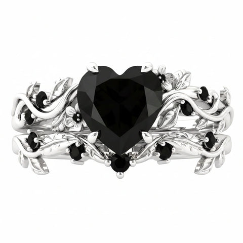 Sterling Silver 10K  14K  18K Gold 1CT-4CT Black Onyx Engagement Ring Gothic Wedding Promise Ring