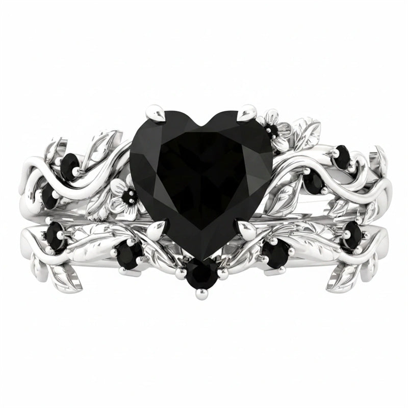 Sterling Silver 10K  14K  18K Gold 1CT-4CT Black Onyx Engagement Ring Gothic Wedding Promise Ring