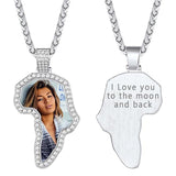 Copper Cubic Zirconia Personalized Photo African Map Pendant Necklace