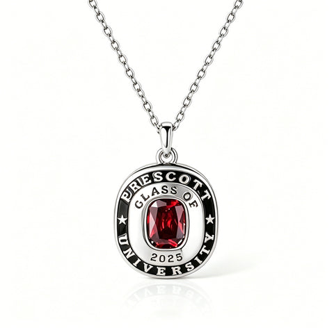 Copper Sterling Silver Custom Birthstone Engraved Class Graduation Necklace