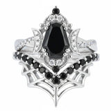Sterling Silver 10K  14K  18K Gold 1CT-4CT Black Onyx Engagement Ring Gothic Wedding Promise Ring