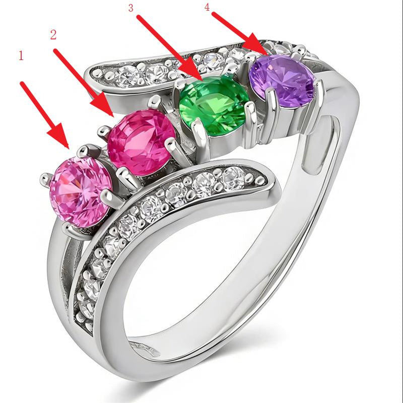 Sterling Silver 2-5 Birthstones Family Ring Gifts for Mother's Day