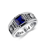 Sterling Silver Personalized Black Class Graduation Ring High School Ring for Men
