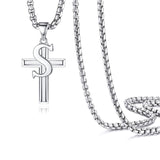 White Gold Plated Stainless Steel Cross Initial Necklaces Cross Pendant Necklaces for Men Women Gifts