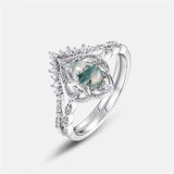 Natural 5*7mm Oval Green Moss Agate Rings 925 Sterling Silver For Women Unique Gemstone Wedding Bridal Fine Jewelry Gift