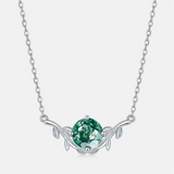 925 Sterling Sliver Necklace for Women Natural 8*8mm Green Moss Agate Unique Healing Gemstone Wedding Jewelry Gifts