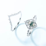 Natural 5*7mm Oval Green Moss Agate Rings 925 Sterling Silver For Women Unique Gemstone Wedding Bridal Fine Jewelry Gift