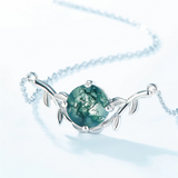 925 Sterling Sliver Necklace for Women Natural 8*8mm Green Moss Agate Unique Healing Gemstone Wedding Jewelry Gifts