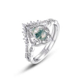 Natural 5*7mm Oval Green Moss Agate Rings 925 Sterling Silver For Women Unique Gemstone Wedding Bridal Fine Jewelry Gift