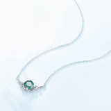 925 Sterling Sliver Necklace for Women Natural 8*8mm Green Moss Agate Unique Healing Gemstone Wedding Jewelry Gifts