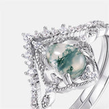 Natural 5*7mm Oval Green Moss Agate Rings 925 Sterling Silver For Women Unique Gemstone Wedding Bridal Fine Jewelry Gift