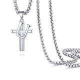 White Gold Plated Stainless Steel Cross Initial Necklaces Cross Pendant Necklaces for Men Women Gifts