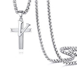 White Gold Plated Stainless Steel Cross Initial Necklaces Cross Pendant Necklaces for Men Women Gifts