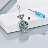 Sterling Silver Abalone Shell Dragon Urn Necklace for Ashes