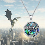 Sterling Silver Abalone Shell Dragon Urn Necklace for Ashes