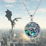 Dragon Urn Necklace for Ashes Sterling Silver Dragon Cremation Jewelry for Ashes Abalone Shell Dragon Memory Jewelry for Women Men
