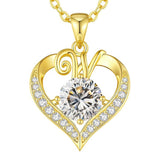 14K Gold Plated Initial Love Heart 2 Carat Moissanite Necklaces for Women Christmas Anniversary Birthday Present Gifts