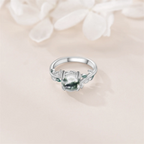 Natural Moss Agate Ring for women 925 Sterling Silver Engagement Wedding Jewelry Gift