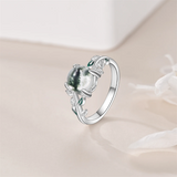 Natural Moss Agate Ring for women 925 Sterling Silver Engagement Wedding Jewelry Gift