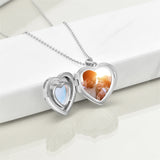 Sterling Silver Personalized Moonstone Heart Photo Locket Necklace