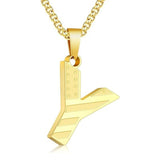14K Gold Plated American Flag Initial Pendant Necklace for Men