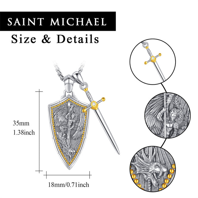 925 Sterling Silver Archangel St. Michael Divine Shield Protection Necklace