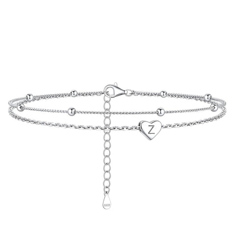 Sterling Silver 26 initials Single Layer Charm Anklet