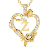 14K Gold Plated Initial Heart Pendant  Necklace Gift for Women Anniversary for Her
