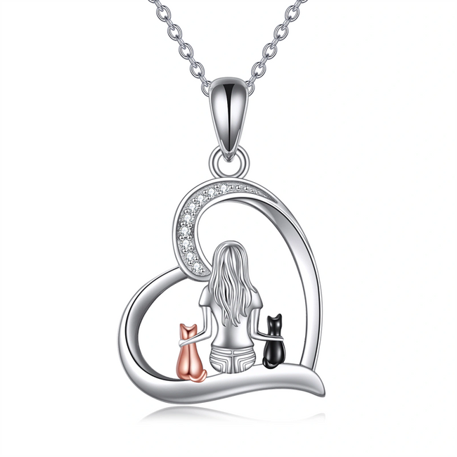 Sterling Silver Cat Animal Necklace Jewelry for Girls Cat Lovers