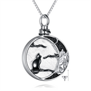 Cat Urn Necklace for Ashes Black Cat Moon Pendant as Gifts for Women