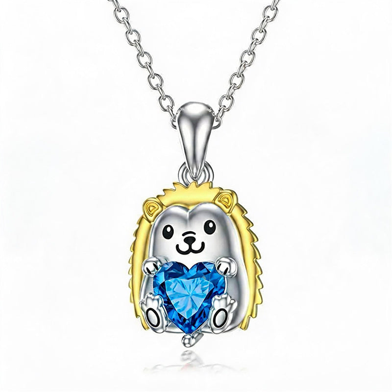 Sterling Silver 12 Month Birthstones Hedgehog Pug Fox Otter Pendant Necklace Gifts for  Birthday, Christmas, Graduation