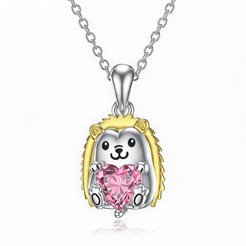 Sterling Silver 12 Month Birthstones Hedgehog Pug Fox Otter Pendant Necklace Gifts for  Birthday, Christmas, Graduation